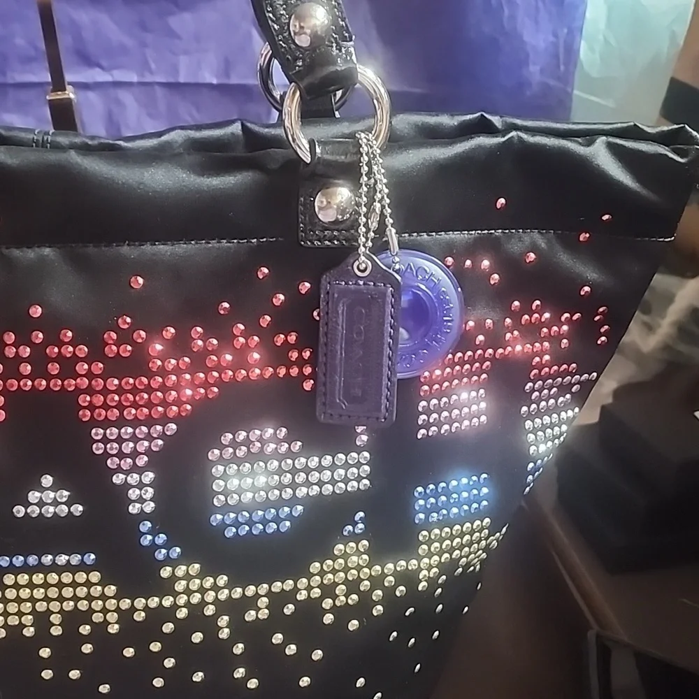 Coach Special Edition Holiday Tote Bag with Multicolor Shimmering Accents Euc - Picture 4 of 16
